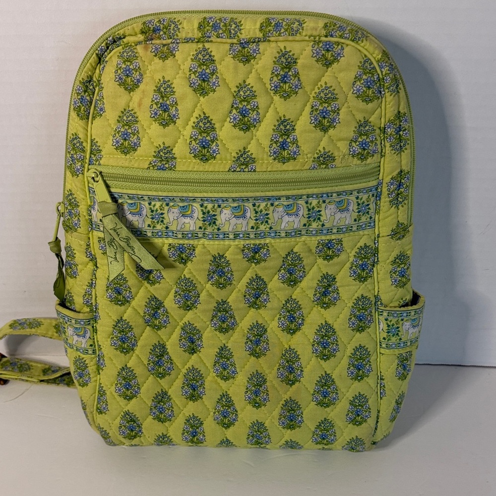 Vera Bradley Retired Citrus Elephant yellow/blue Backpack - Picture 8 of 16